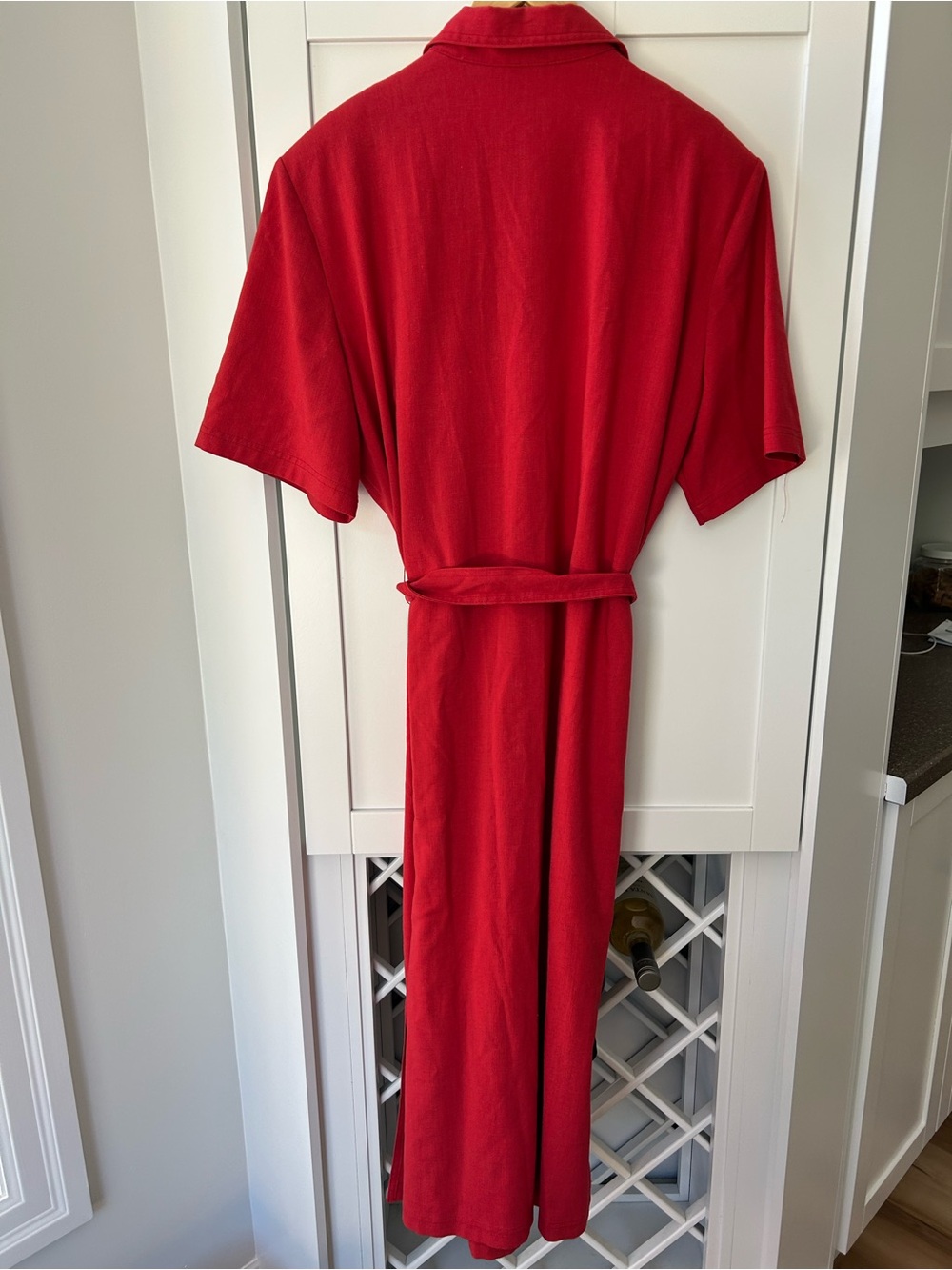 Vintage Country Classics by Koret XL Long Red Button-Front Shirt Dress Waist Tie - Picture 7 of 7